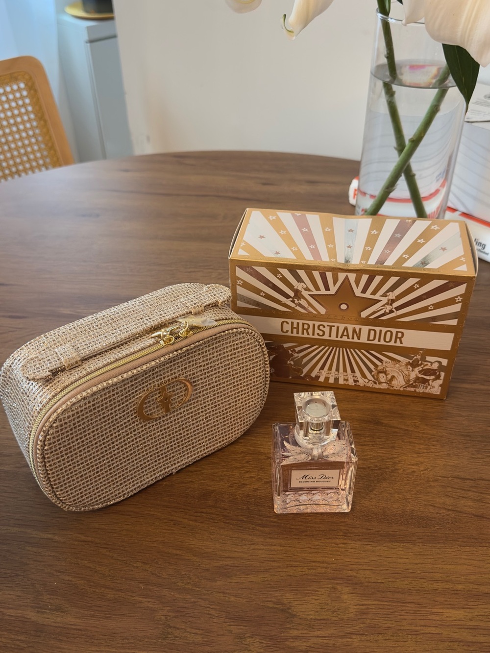 Dior Blooming Bouquet 30ml with Beige Woven Cosmetic Case with Gold Hardware